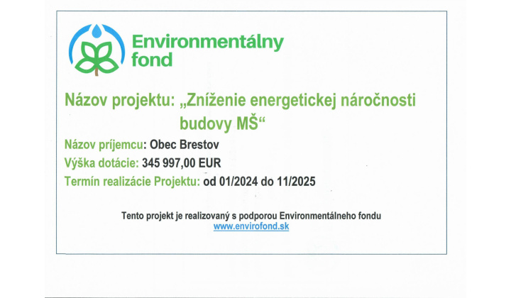 Projekt ’’ Zníženie energetickej náročnosti budovy MŠ’’