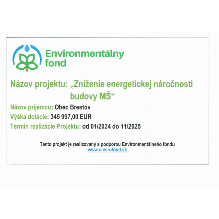 Projekt ’’ Zníženie energetickej náročnosti budovy MŠ’’